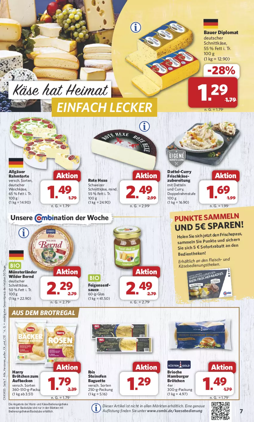 Aktueller Prospekt Combi - Prospekte - von 26.08 bis 31.08.2024 - strona 7 - produkty: angebot, angebote, auer, baguette, Bau, Bauer, brot, brötchen, burger, curry, Datteln, deutscher schnittkäse, deutscher weichkäse, dip, doppelrahmstufe, eis, Feigen, fleisch, fleischkäse, frischkäse, frischkäsezubereitung, hamburger, hamburger brötchen, kaes, Käse, LG, Ofen, regal, reis, sauce, schnittkäse, schweizer schnittkäse, senf, steinofen, stube, Ti, torte, weichkäse, Wild, Wilder Bernd, wurst, ZTE