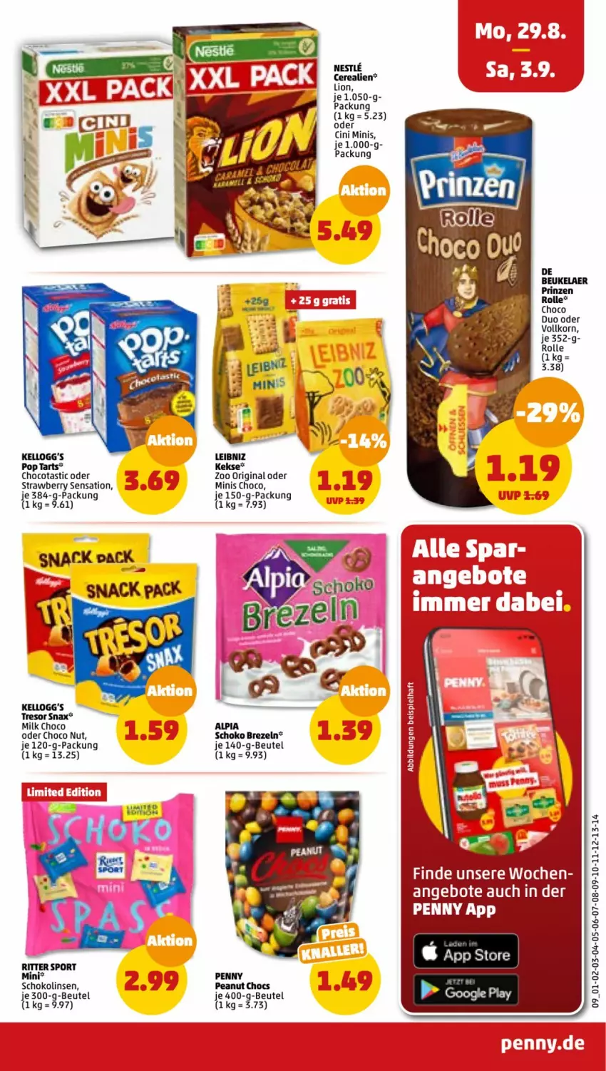 Aktueller Prospekt Penny - Prospekte - von 29.08 bis 03.09.2022 - strona 9 - produkty: alpia, angebot, angebote, asti, beutel, brezel, Brezeln, cerealien, cin, de beukelaer, gin, keks, kekse, korn, leibniz, linsen, lion, mac, ritter, ritter sport, schoko, Schokolinsen, snack, Sport, Ti