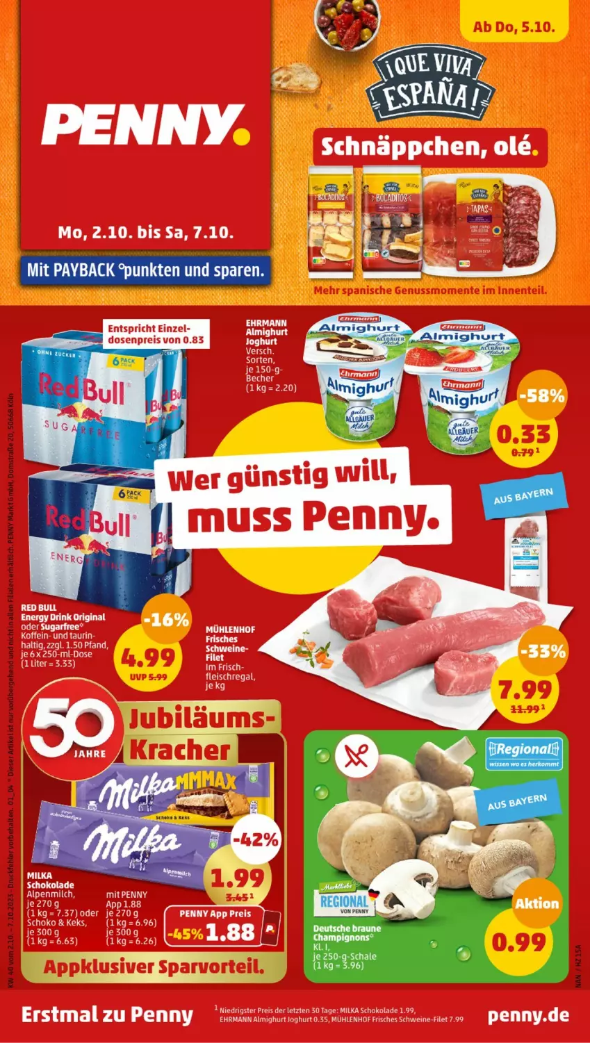 Aktueller Prospekt Penny - Prospekte - von 02.10 bis 07.10.2023 - strona 1 - produkty: almighur, almighurt, champignon, champignons, Schal, Schale, Ti