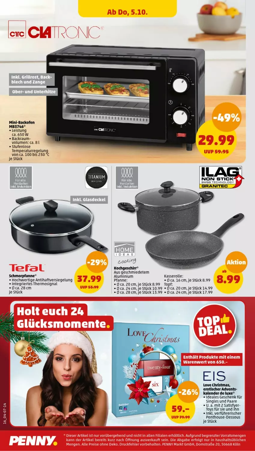 Aktueller Prospekt Penny - Prospekte - von 02.10 bis 07.10.2023 - strona 18 - produkty: backofen, eis, geschirr, Ofen, pfanne, schmorpfanne, Signal, Ti, tisch, topf