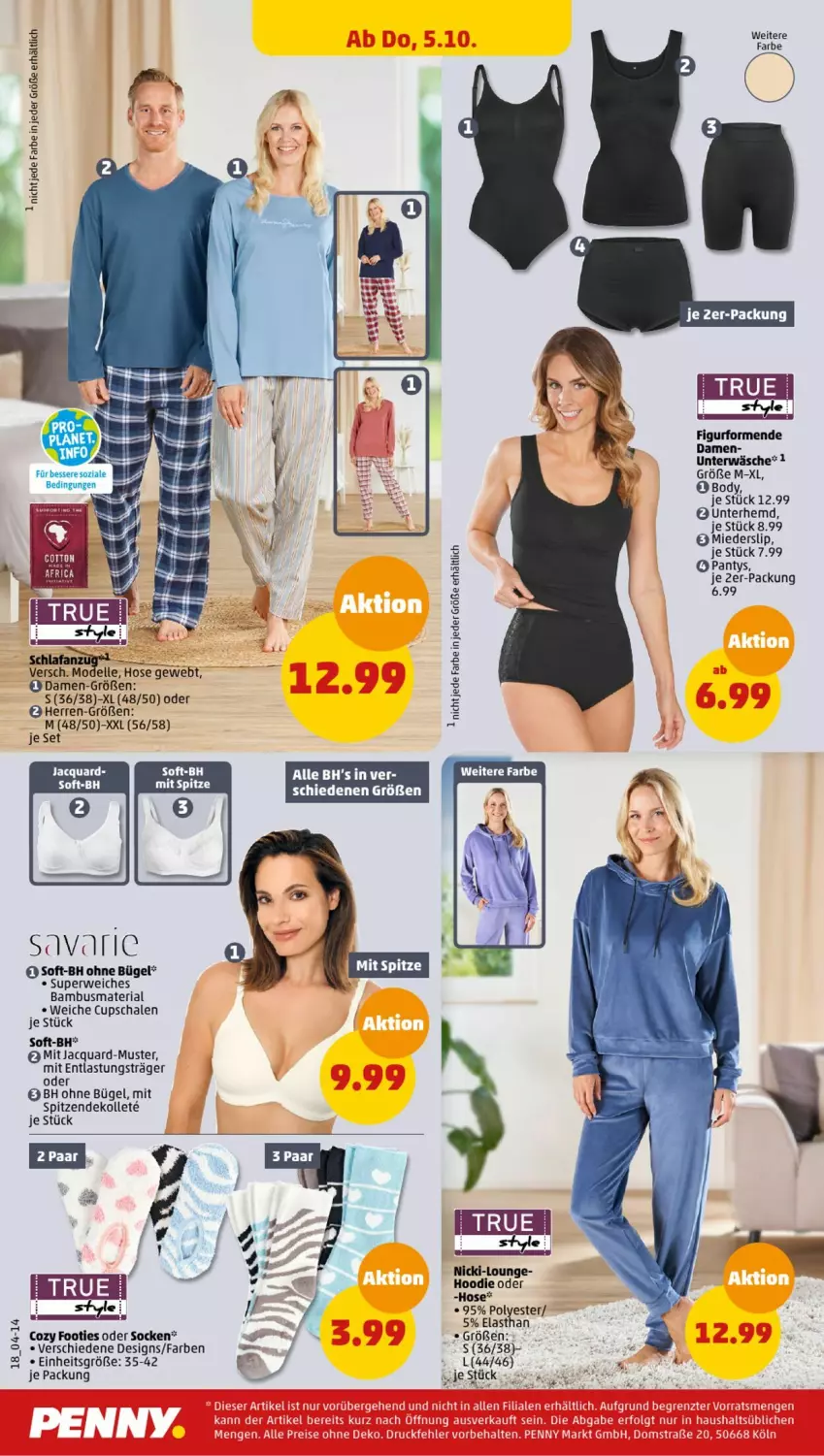 Aktueller Prospekt Penny - Prospekte - von 02.10 bis 07.10.2023 - strona 20 - produkty: Anzug, bambus, BH ohne Bügel, body, bügel, dell, elle, hemd, hose, Mode, panty, Ria, rwe, Schal, Schale, Schlafanzug, slip, socken, Ti, Unterhemd, Unterwäsche