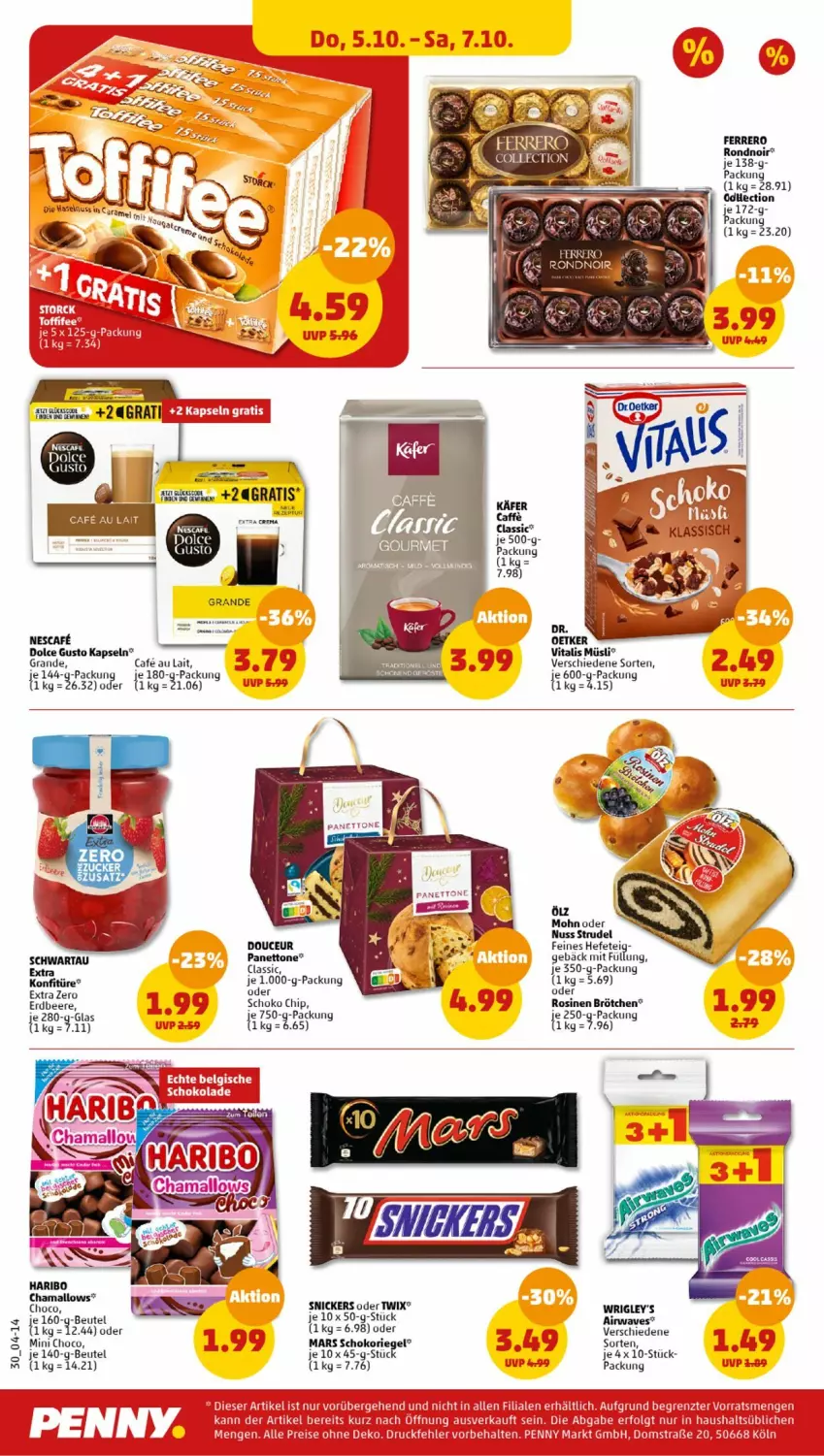 Aktueller Prospekt Penny - Prospekte - von 02.10 bis 07.10.2023 - strona 32 - produkty: beere, beutel, brötchen, classico, dolce gusto, eis, erdbeere, ferrero, Hefe, konfitüre, mars, müsli, nuss, oder twix, reis, riegel, schoko, schokoriegel, snickers, Strudel, Ti, twix, vita, vitalis, vitalis müsli