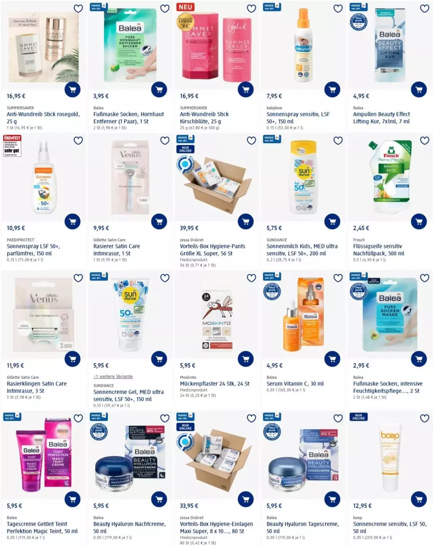 Aktueller Prospekt Dm Drogerie - Prospekte - von 21.07 bis 27.07.2022 - strona 3 - produkty: Babylove, Blüte, creme, Creme gel, dip, Effect, feuchtigkeitspflege, flüssigseife, Frosch, gillette, hyaluron, Hygiene-Pants, kirsch, Maske, medizinprodukt, milch, nachtcreme, Pants, pflaster, rasierer, Rasierklinge, rasierklingen, Ria, rum, Seife, Serum, socken, sonnencreme, sonnenmilch, sonnenspray, tagescreme, Ti, vita, Vitamin C