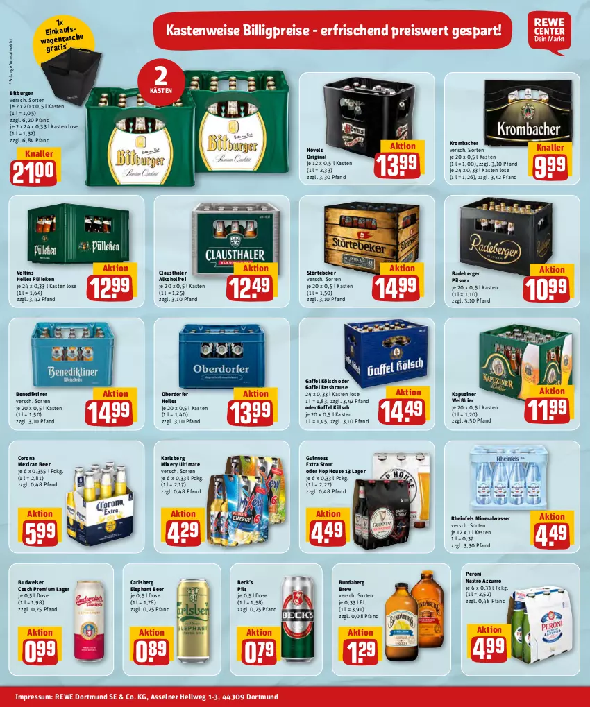 Aktueller Prospekt Rewe - Prospekte - von 30.05 bis 04.06.2022 - strona 28 - produkty: alkohol, Alwa, aust, Benediktiner, Berger, bier, bitburger, brause, budweiser, Bundaberg, burger, carlsberg, clausthaler, corona, eis, elle, fassbrause, gin, Guinness, karlsberg, karlsberg mixery, krombache, krombacher, mineralwasser, Mixer, mixery, Peroni, pils, pilsner, radeberger, radeberger pilsner, reis, störtebeker, Ti, veltins, wasser