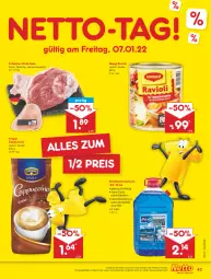 Gazetka promocyjna Netto Marken-Discount - Filial Angebote - Gazetka - ważna od 08.01 do 08.01.2022 - strona 43 - produkty: angebot, axe, Cap, cappuccino, cin, eis, fleisch, Haxe, krüger, maggi, Rauch, ravioli, reifen, reis, Scheibenfrostschutz, schwein, schweine, Ti, wein, weine, ZTE