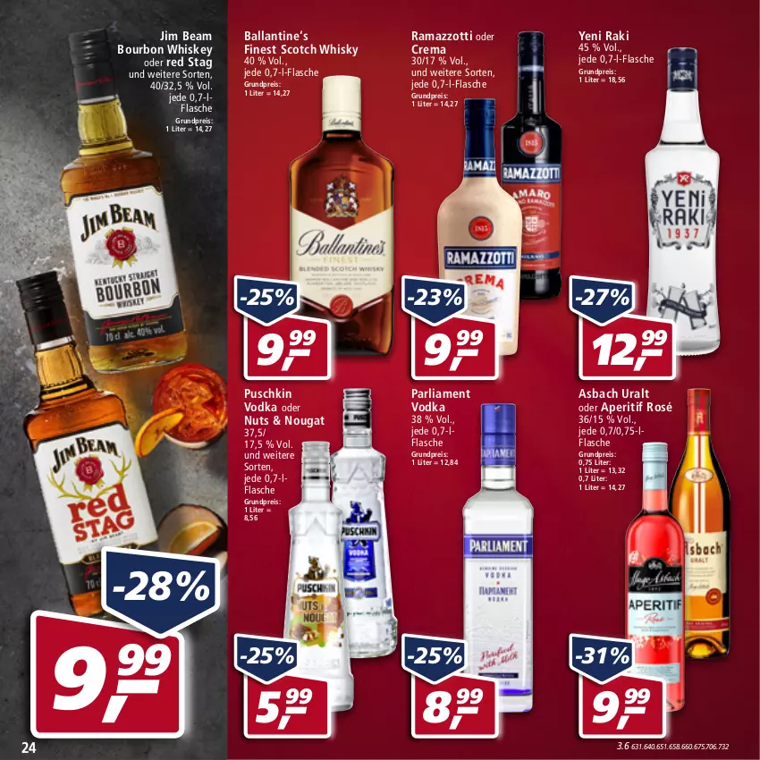 Aktueller Prospekt Real - von 14.03 bis 19.03.2022 - strona 24 - produkty: aperitif, asbach uralt, ball, bourbon, bourbon whiskey, eis, flasche, jim beam, puschkin vodka, rama, ramazzott, ramazzotti, reis, scotch, scotch whisky, Ti, vodka, whiskey, whisky, yeni raki, zott