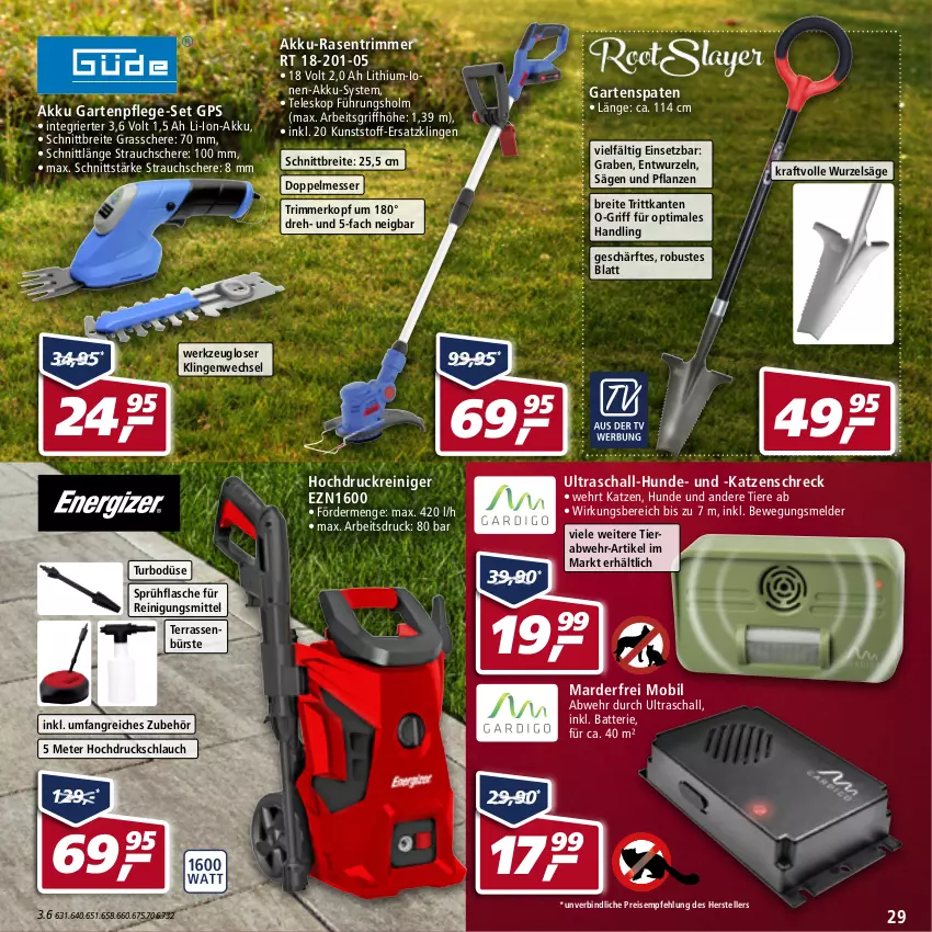 Aktueller Prospekt Real - von 14.03 bis 19.03.2022 - strona 29 - produkty: akku, batterie, Brei, bürste, eis, elle, flasche, Garten, GPS, Grasschere, hochdruckreiniger, kraft, li-ion-akku, messer, pflanze, pflanzen, rasen, rasentrimmer, Rauch, reiniger, Reinigung, Reinigungsmittel, reis, säge, Schal, Schere, schlauch, Spaten, sprühflasche, Strauchschere, Teleskop, teller, Ti, Tiere, werkzeug