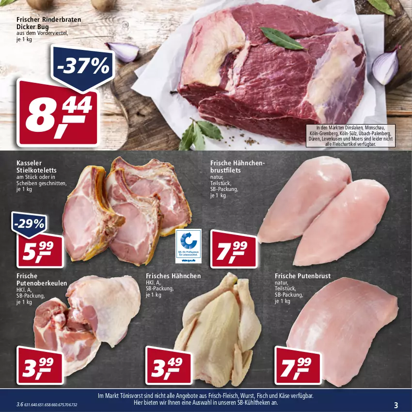 Aktueller Prospekt Real - von 14.03 bis 19.03.2022 - strona 3 - produkty: angebot, angebote, braten, brustfilet, eis, filet, filets, fisch, fleisch, Frische Hähnchen, hähnchenbrust, hähnchenbrustfilet, Käse, kasseler, kotelett, natur, pute, putenbrust, Putenoberkeule, rind, rinder, rinderbraten, schnitten, Ti, wurst