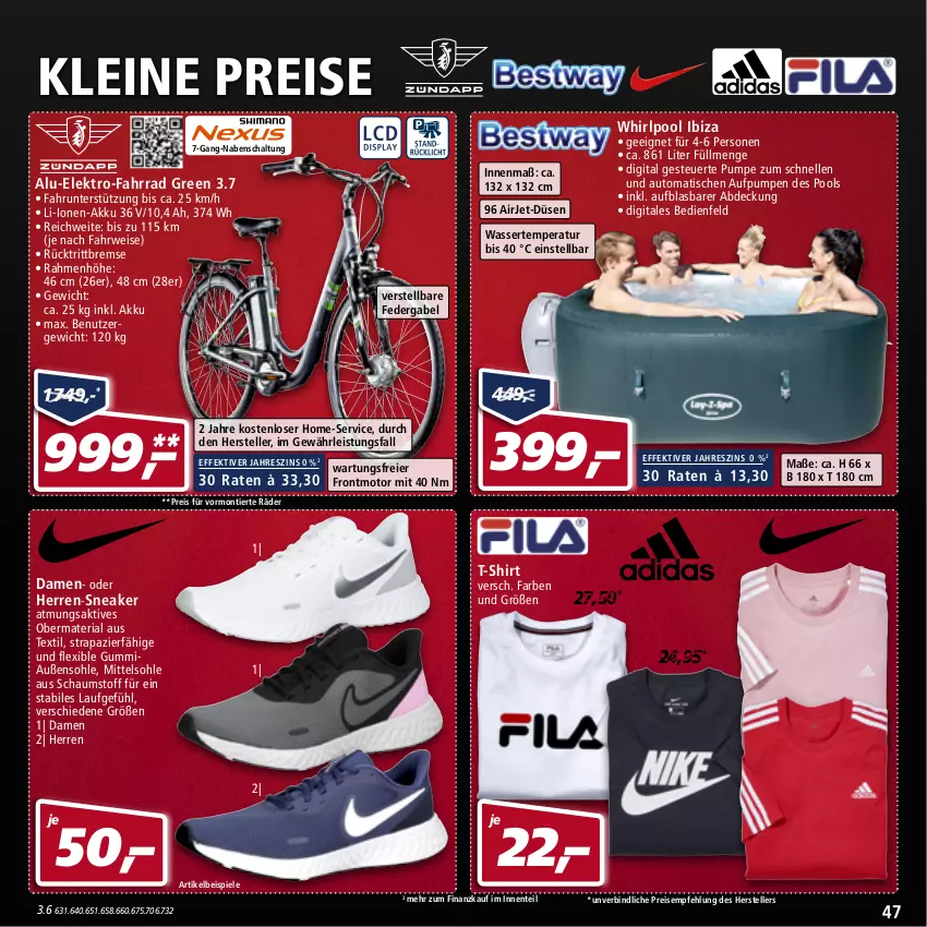 Aktueller Prospekt Real - von 14.03 bis 19.03.2022 - strona 47 - produkty: akku, auto, eier, eis, Elektro, elle, ente, Fahrrad, gabel, herren-sneaker, leine, pool, preis für vormontierte räder, reis, Ria, rücktrittbremse, rwe, Schal, shirt, sneaker, Spiele, T-Shirt, teller, Ti, tisch, wasser, Whirlpool