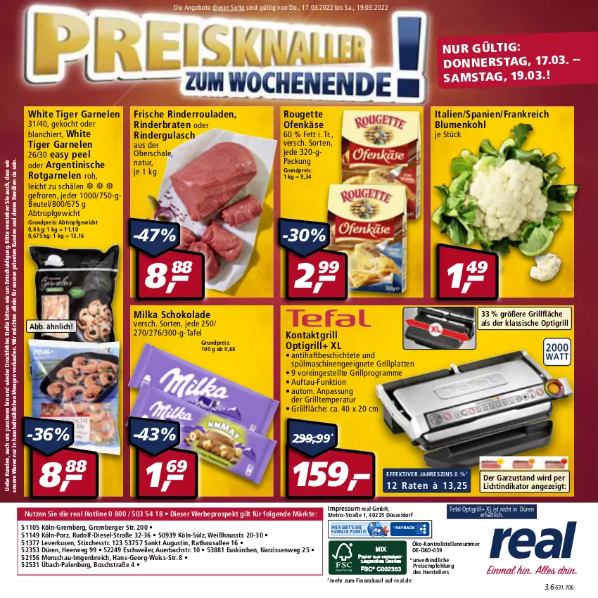 Aktueller Prospekt Real - von 14.03 bis 19.03.2022 - strona 48 - produkty: angebot, angebote, auer, auto, Berger, beutel, blume, blumen, blumenkohl, bosch, braten, Diesel, eis, elle, garnelen, grill, grillfläche, grillplatte, gulasch, Käse, kontaktgrill, latte, LG, Metro, milka, milka schokolade, Narzissen, natur, oder rindergulasch, Ofen, Ofenkäse, payback, reis, rind, rinder, rinderbraten, rindergulasch, Rinderroulade, rinderrouladen, rouge, rougette, rouladen, rwe, Schal, Schale, schoko, schokolade, spülmaschinen, tefal, teller, Ti