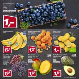 Gazetka promocyjna Real - Gazetka - ważna od 19.03 do 19.03.2022 - strona 4 - produkty: avocado, banane, bananen, beere, beeren, bio, bio-zitronen, chiquita, eis, früchte, heidelbeere, heidelbeeren, mandarine, mandarinen, mango, reis, Schal, Schale, tafeltrauben, Ti, trauben, zitrone, zitronen