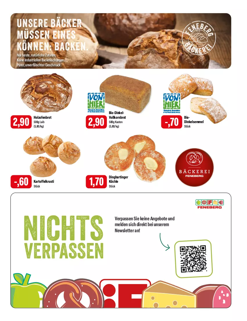 Aktueller Prospekt Feneberg - Prospekte - von 15.02 bis 17.02.2024 - strona 5 - produkty: angebot, angebote, backmischung, Backmischungen, bio, brot, elle, Holz, kartoffel, korn, Kornbrot, mac, Ofen, Semmel, Ti, vollkornbrot