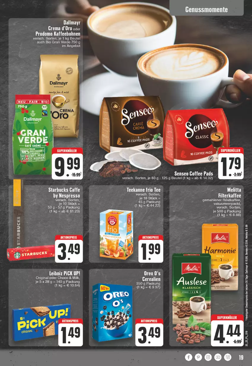 Aktueller Prospekt E Center - Angebote der Woche - von 15.05 bis 20.05.2023 - strona 19 - produkty: aktionspreis, angebot, beutel, bio, caffe, cerealien, dallmayr, eis, ente, erde, espresso, gin, kaffee, LG, melitta, nespresso, nuss, reis, senseo, starbucks, tee, teekanne, Ti