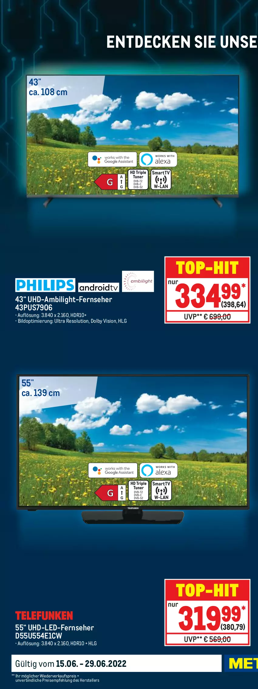 Aktueller Prospekt Metro - Technik Spezial - von 15.06 bis 29.06.2022 - strona 4 - produkty: decke, eis, elle, fernseher, LG, reis, teller, Ti, top-hit, uhd