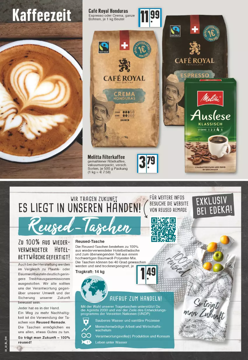 Aktueller Prospekt Edeka - Angebote der Woche - von 17.01 bis 22.01.2022 - strona 16 - produkty: asti, Bau, bett, bettwäsche, beutel, bohne, bohnen, erde, Ergee, espresso, espresso oder, filterkaffee, kaffee, kraft, mac, melitta, röstkaffee, rwe, Tasche, taschen, Ti, tragetasche, Trockner, wasser, WICK