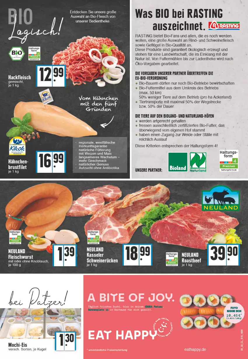 Aktueller Prospekt Edeka - Angebote der Woche - von 17.01 bis 22.01.2022 - strona 19 - produkty: asti, auer, Bau, Bauer, bio, bioland, brustfilet, decke, eis, elle, erde, filet, fleisch, fleischwurst, Geflügel, hackfleisch, hackfleisch gemischt, kasseler, knoblauch, Kugel, mac, mais, mit oder ohne knoblauch, Mochi, natur, naturland, nuss, Ofen, reis, rind, schwein, schweine, schweinefleisch, Sport, Ti, Tiere, wein, weine, wolle, wurst, ZTE