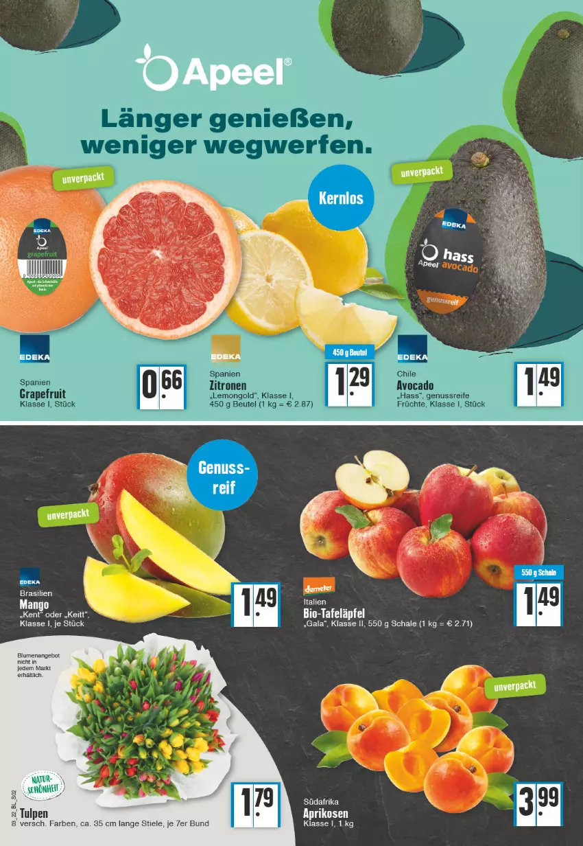 Aktueller Prospekt Edeka - Angebote der Woche - von 17.01 bis 22.01.2022 - strona 2 - produkty: angebot, aprikose, aprikosen, bio, blume, blumen, deka, Schal, Schale, tafeläpfel, Ti