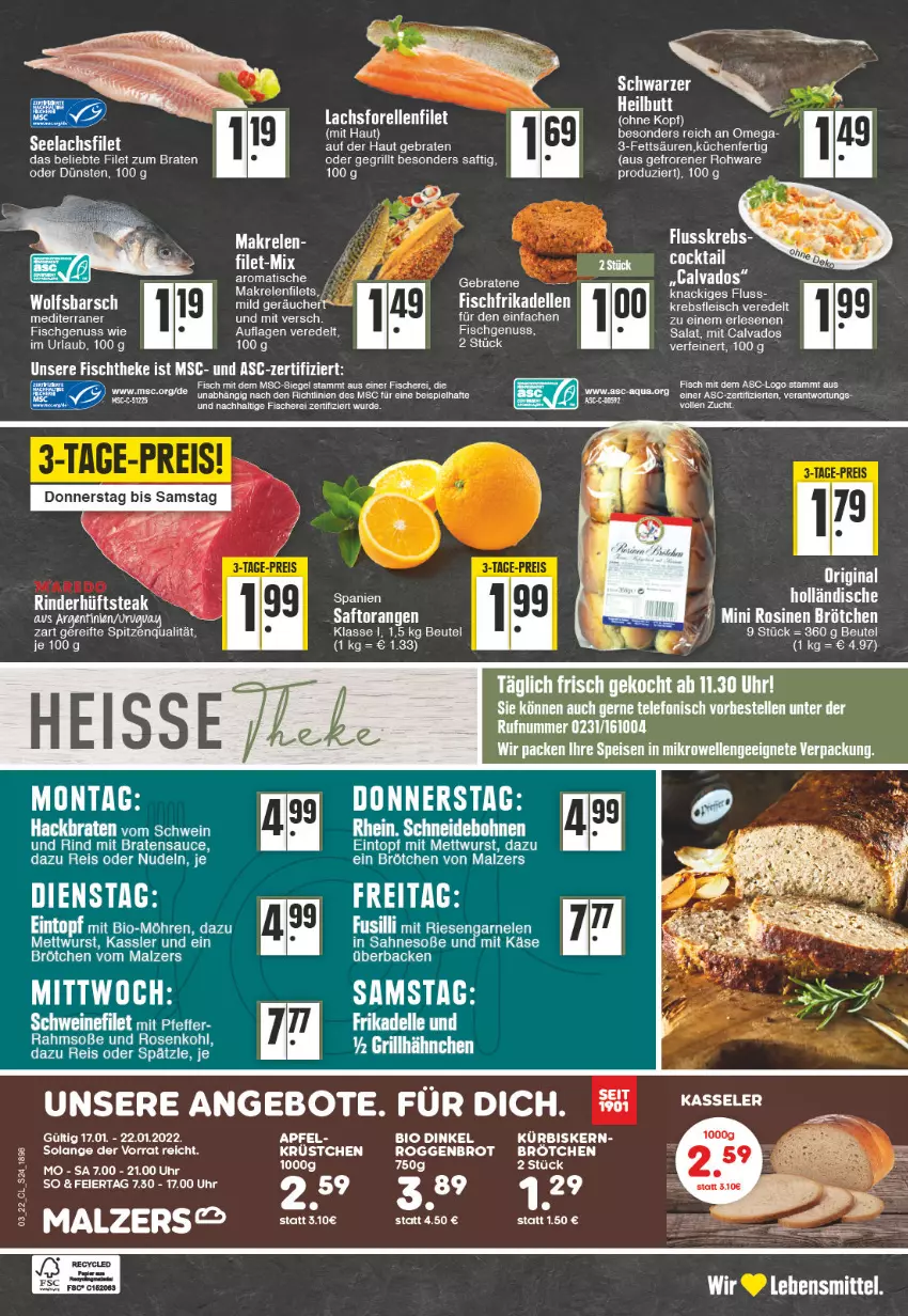 Aktueller Prospekt Edeka - Angebote der Woche - von 17.01 bis 22.01.2022 - strona 24 - produkty: angebot, angebote, apfel, aust, beutel, bio, braten, brot, brötchen, bsf, eier, eintopf, eis, elle, ente, filet, filets, fisch, fische, Fischer, fleisch, forelle, gin, grill, grillhähnchen, Käse, Krebs, küche, Küchen, lachs, lachsfilet, Makrele, Makrelenfilets, malz, Mett, mettwurst, nudel, nudeln, nuss, orange, orangen, reis, rel, rind, rosen, Rosenkohl, saft, Saftorangen, sahne, salat, sauce, Schere, schwein, schwein und rind, seelachsfilet, Soße, spitzenqualität, telefon, Ti, tisch, topf, uhr, vom schwein und rind, wein, wolfsbarsch, wurst