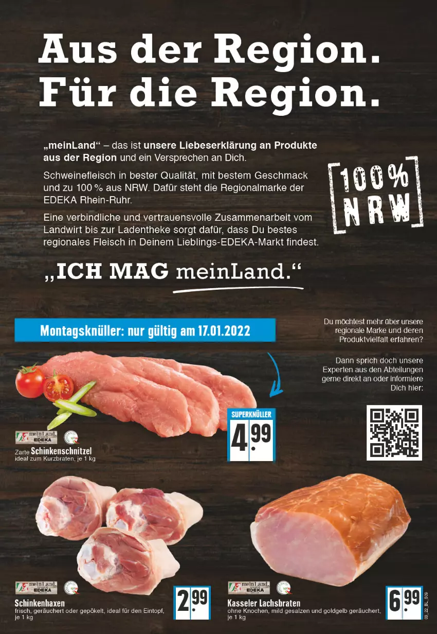 Aktueller Prospekt Edeka - Angebote der Woche - von 17.01 bis 22.01.2022 - strona 9 - produkty: Abtei, axe, braten, deka, eintopf, eis, fleisch, Haxe, kasseler, lachs, Lachsbraten, LG, mac, salz, schinken, schwein, schweine, schweinefleisch, topf, wein, weine