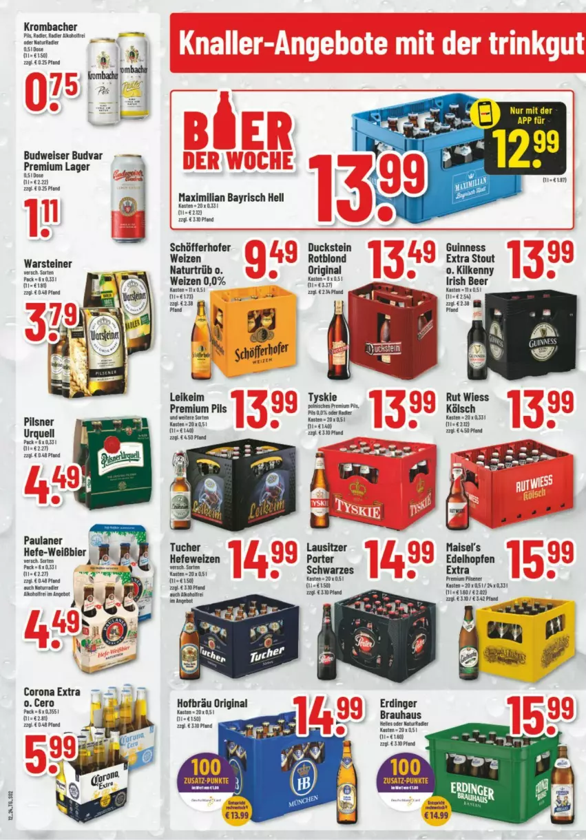 Aktueller Prospekt Trinkgut - Prospekte - von 19.03 bis 23.03.2024 - strona 3 - produkty: angebot, bier, budweiser, corona, corona extra, Duck, eis, erdinger, gin, Guinness, Hefe, hefeweizen, Kilkenny, krombache, krombacher, mais, mars, natur, Paula, paulaner, pils, pilsener, pilsner, premium pils, radler, schöfferhofer, steiner, tuc, Tucher, tyskie, warsteiner