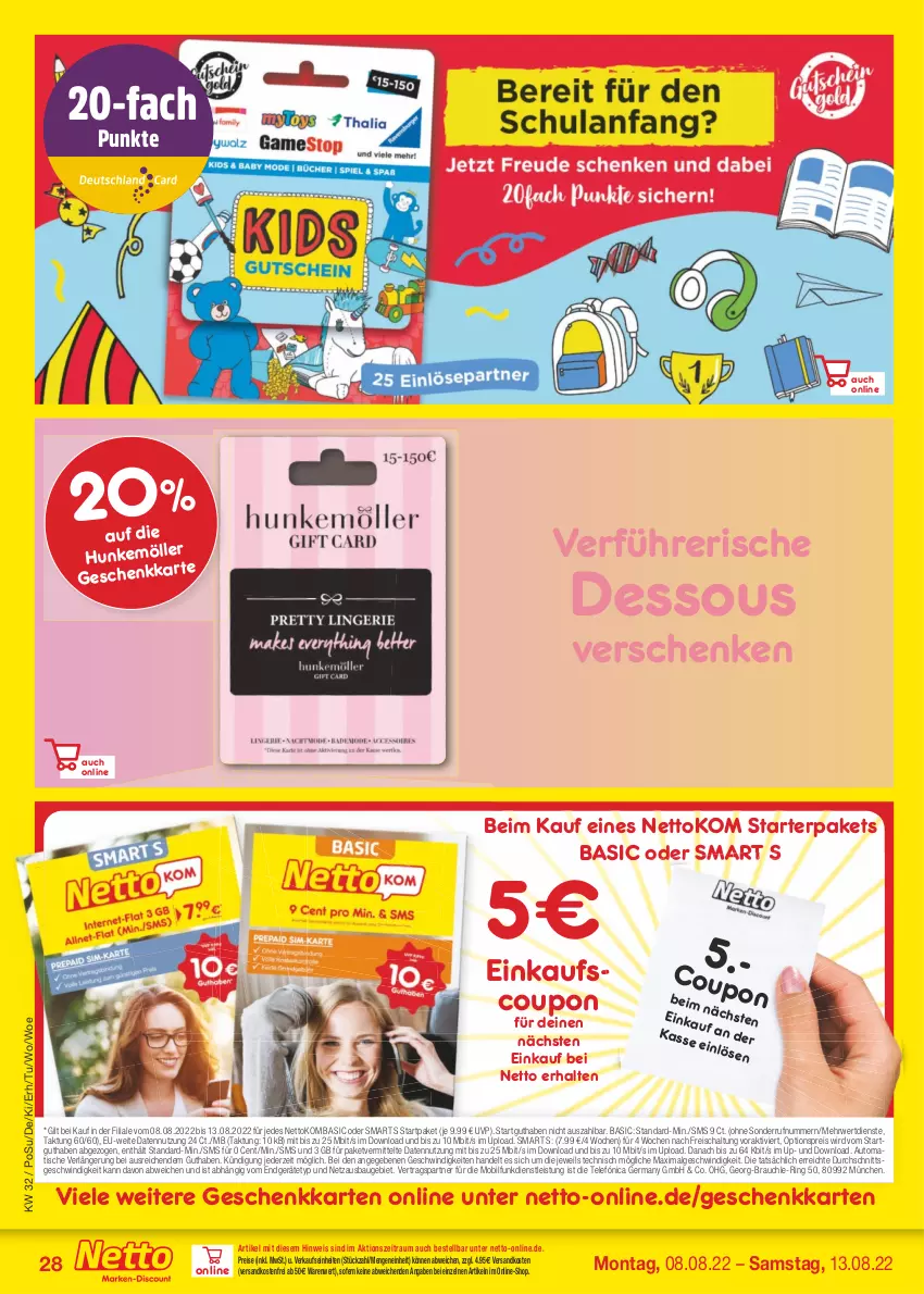 Aktueller Prospekt Netto Marken-Discount - Filial-Angebote - von 08.08 bis 13.08.2022 - strona 28 - produkty: auto, Bau, coupon, eis, Germ, LG, ndk, Rauch, reis, ring, rwe, Schal, Ti, tisch, usb, versandkostenfrei