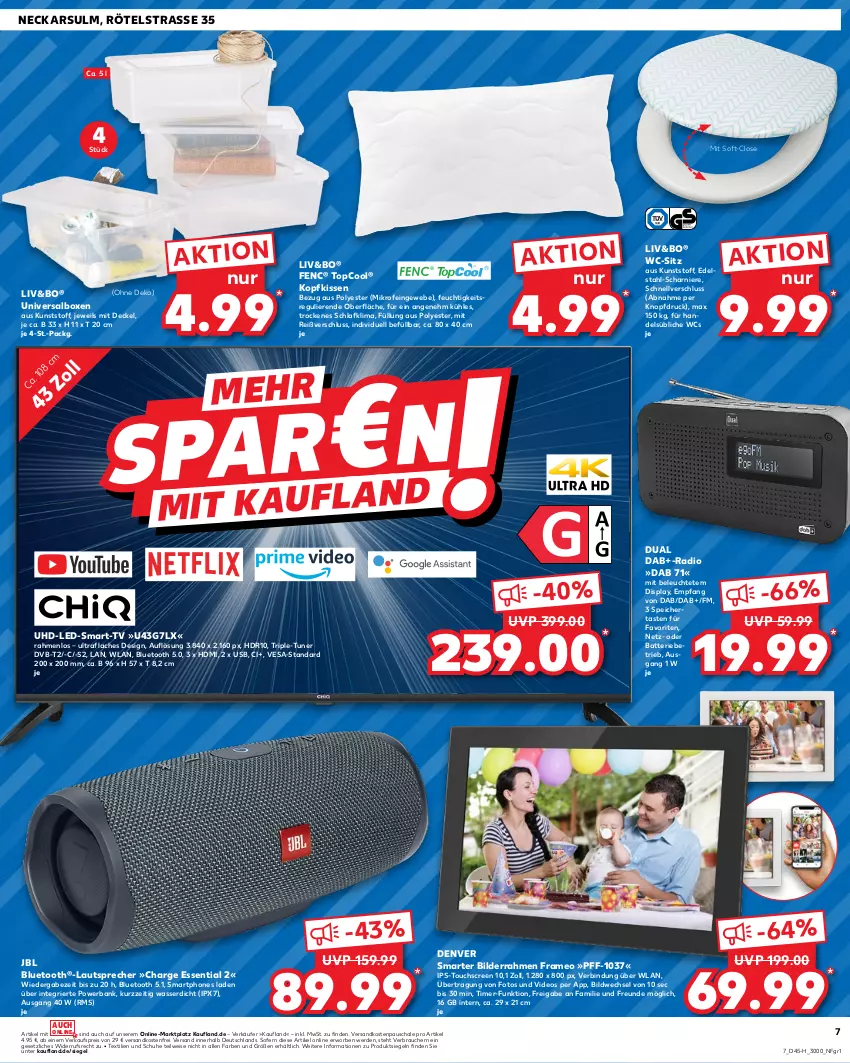 Aktueller Prospekt Kaufland - Extra-Angebote - von 09.11 bis 15.11.2023 - strona 7 - produkty: Bank, batterie, bilderrahmen, bluetooth®-lautsprecher, decke, Deckel, deo, dvb, DVB-T, edelstahl, eis, erde, HDMI, herta, jbl, kissen, kopfkissen, lautsprecher, Leuchte, ndk, powerbank, Radio, Rauch, reis, Schal, Schale, schuhe, smartphone, smartphones, Ti, timer, touchscreen, tuner, uhd, usb, versandkostenfrei, wasser, wc-sitz