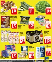 Gazetka promocyjna Edeka - Prospekte - Gazetka - ważna od 13.04 do 13.04.2024 - strona 27 - produkty: Becher, beutel, bier, braun, Cap, champignon, champignons, coppenrath, di bufala, flasche, franziskaner, früchte, Goldstücke, joghur, joghurt, joghurt mit der ecke, katzennahrung, kopfsalat, kräuter, lebensmittel, LG, mozzarella, Müller, oder kräuter, rel, salat, Schal, Schale, tee, Ti, tonic, zucchini