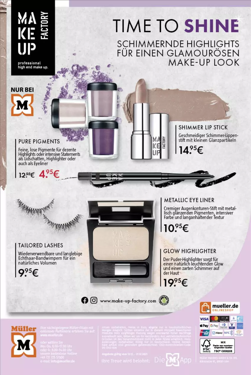 Aktueller Prospekt Mueller - Parfümerie Angebote - von 13.12 bis 31.12.2021 - strona 10 - produkty: creme, ente, Eyeliner, leine, Leuchte, leuchten, make up, Make-up, Müller, rwe, tender, Ti