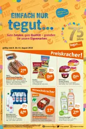 Gazetka promocyjna Tegut - Angebote der Woche - Gazetka - ważna od 13.08 do 13.08.2022 - strona 1 - produkty: Alwa, angebot, angebote, Bau, Becher, beutel, bio, bratwurst, cocktail, dekoration, dessert, duschgel, ehrmann, Ehrmann Grand Dessert, ente, flasche, grill, grobe bratwurst, haribo, ideal für grill, kosmetik, landprimus, lavera, mineralwasser, natur, naturkosmetik, naturland, pfanne, Rauch, RhönSprudel, Schal, Schale, schoko, Sprudel, telefon, Ti, tomate, tomaten, uhr, vanille, wasser, wurst