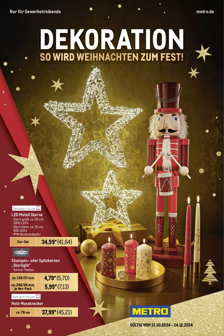 Aktueller Prospekt Metro - Dekoration - von 31.10 bis 24.12.2024 - strona 1 - produkty: adapter, dekoration, Holz, kerze, knacker, Metro, nuss, Nussknacker, starlight, Ti, weihnachten