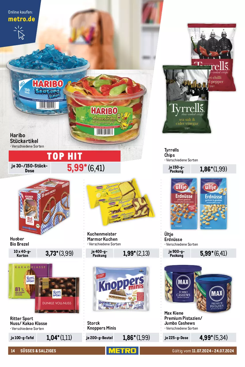 Aktueller Prospekt Metro - Food-NonFood - von 11.07 bis 24.07.2024 - strona 14 - produkty: auer, beutel, bio, bohne, brezel, Cap, Cashew, chips, dallmayr, dallmayr capsa, Dr. Oetker, eis, erdnüsse, espresso, getränk, getränke, haribo, huober, intermezzo, jacobs, jacobs krönung, jumbo, kaffee, kakao, knoppers, konfitüre, kuchen, kuchenmeister, lavazza, Meister, Metro, müsli, Nescafé, nescafé gold, nespresso, nuss, pistazien, reis, rel, ritter, ritter sport, röstkaffee, salz, Schwartau, Segafredo, Sport, storck, Ti, ültje, ültje erdnüsse, vita, vitalis, vitalis müsli