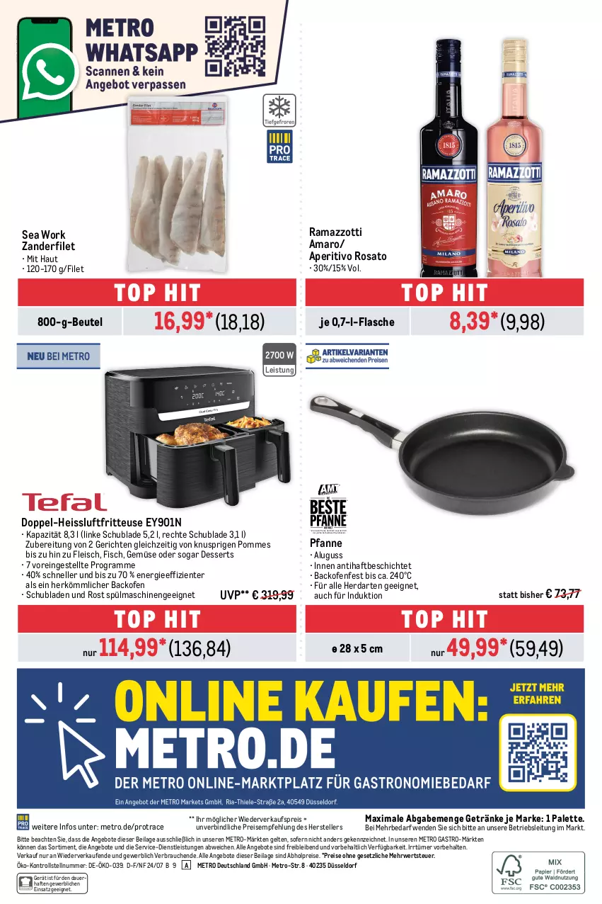 Aktueller Prospekt Metro - Food-NonFood - von 11.07 bis 24.07.2024 - strona 36 - produkty: abholpreise, amaro, angebot, angebote, aperitivo rosato, auer, backofen, beutel, dessert, desserts, eis, elle, ente, filet, fisch, flasche, fleisch, fritteuse, getränk, getränke, herdarten, ilag, Metro, metro gastro, Ofen, Palette, pfanne, pommes, rama, ramazzott, ramazzotti, Rauch, reis, rosato, rwe, schubladen, spülmaschinen, teller, Ti, Zander, zott