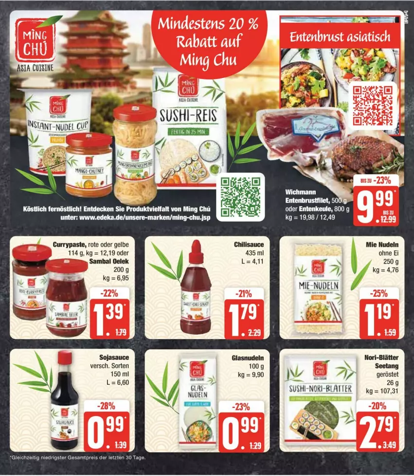 Aktueller Prospekt Edeka - Prospekte - von 15.01 bis 20.01.2024 - strona 15 - produkty: curry, decke, deka, eis, ente, Entenkeule, latte, nudel, nudeln, reis, Sambal Oelek, Sushi, Ti, ZTE