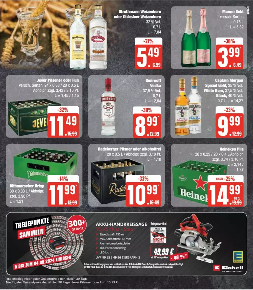 Aktueller Prospekt Edeka - Prospekte - von 15.01 bis 20.01.2024 - strona 19 - produkty: eis, jever, jever pilsener, led-licht, pils, pilsener, reis, säge, Ti, ZTE