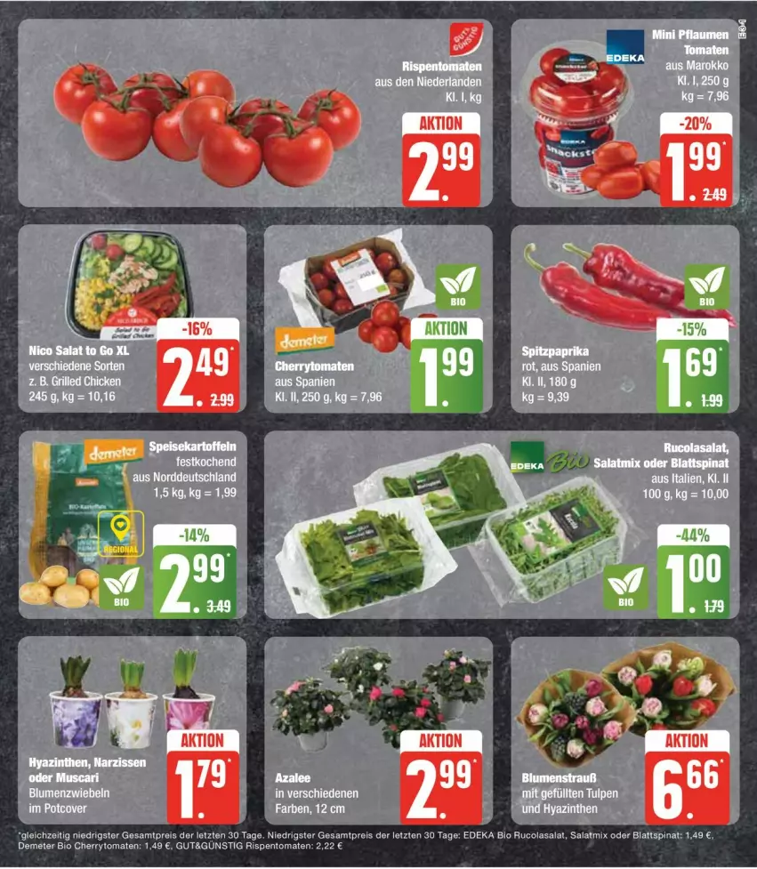 Aktueller Prospekt Edeka - Prospekte - von 15.01 bis 20.01.2024 - strona 7 - produkty: bio, blattspinat, cherrytomaten, cola, deka, edeka bio, eis, kartoffel, kartoffeln, reis, rispentomaten, rucola, salat, Salatmix, speisekartoffeln, spinat, Ti, tomate, tomaten, ZTE