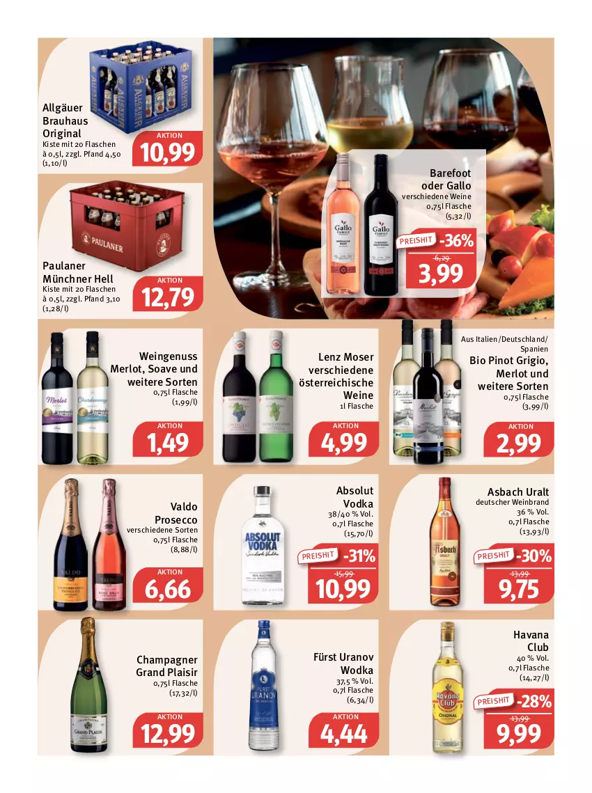 Aktueller Prospekt Feneberg - Prospekte - von 15.12 bis 17.12.2022 - strona 16 - produkty: Absolut Vodka, asbach uralt, bio, champagne, champagner, ecco, eis, flasche, gallo, gin, Havana Club, Lenz Moser, LG, merl, merlot, moser, nuss, Paula, paulaner, Pinot, pinot grigio, prosecco, reis, Ti, valdo, vodka, wein, weinbrand, weine, wodka