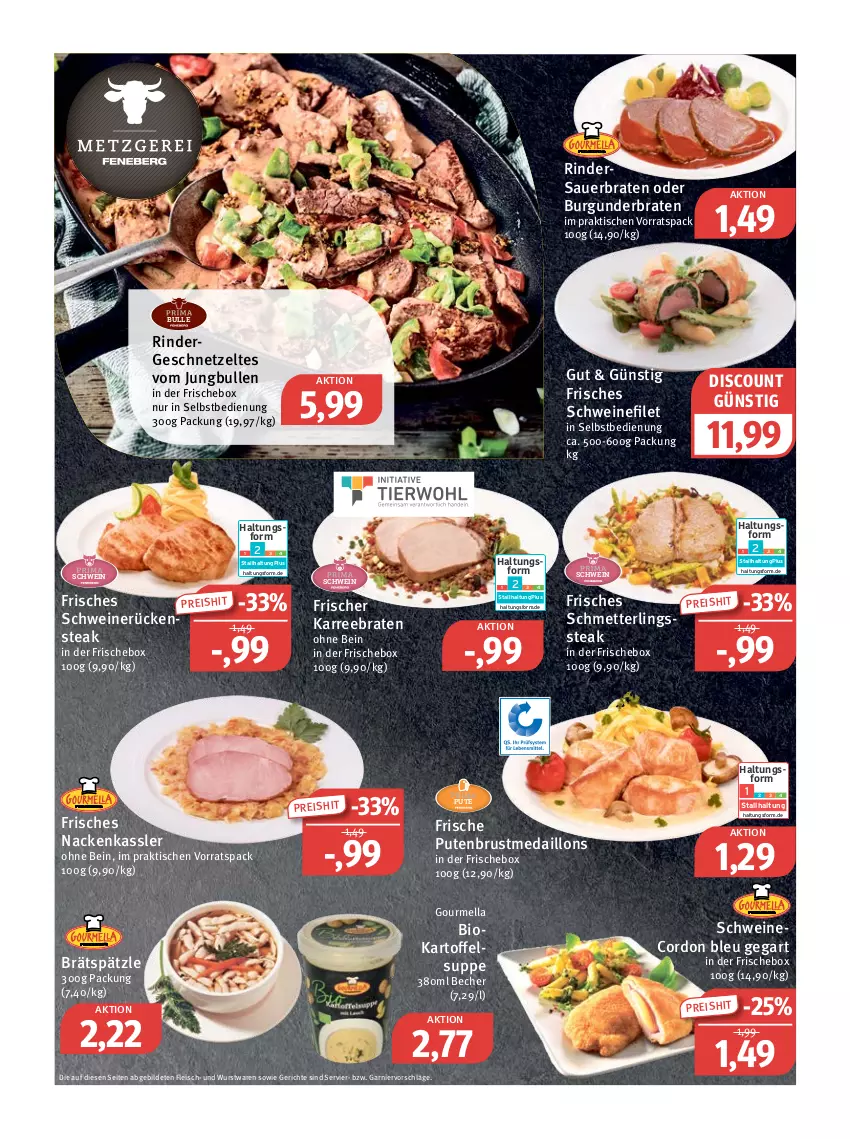 Aktueller Prospekt Feneberg - Prospekte - von 15.12 bis 17.12.2022 - strona 2 - produkty: auer, Becher, bio, braten, burgunder, cordon bleu, discount, eis, filet, fleisch, garnier, geschnetzeltes, jungbullen, kartoffel, Kartoffelsuppe, medaillons, Mett, pute, putenbrust, reis, rind, rinder, Rindergeschnetzeltes, Rückensteak, Schmetterling, schwein, schweine, schweinefilet, schweinerücken, steak, suppe, Ti, tisch, wein, weine, wurst, Zelt