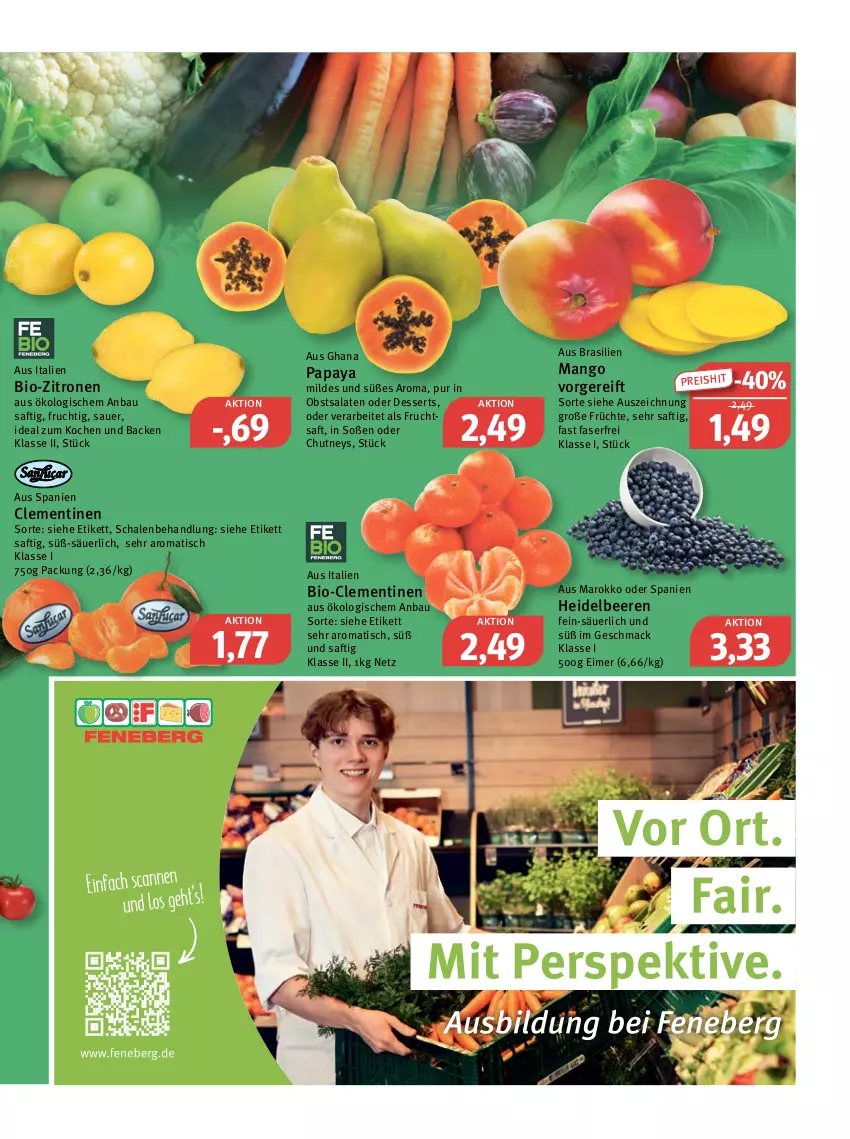 Aktueller Prospekt Feneberg - Prospekte - von 15.12 bis 17.12.2022 - strona 7 - produkty: auer, Bau, beere, beeren, bio, bio-zitronen, clementinen, dessert, desserts, eimer, eis, frucht, früchte, fruchtsaft, heidelbeere, heidelbeeren, mac, mango, obst, Papaya, reis, saft, salat, salate, Schal, Schale, Soße, Ti, tisch, zitrone, zitronen