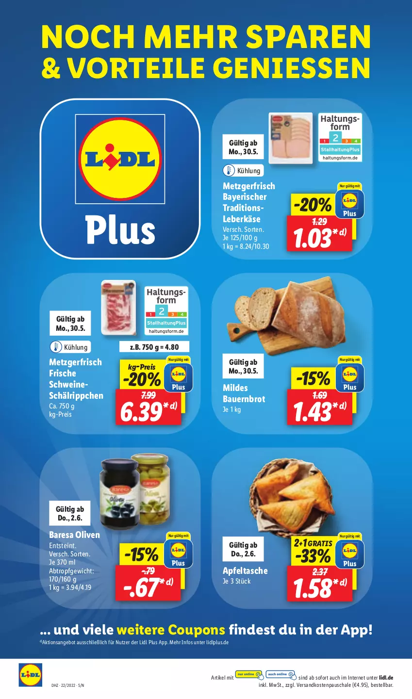 Aktueller Prospekt Lidl - Aktionsprospekt - von 30.05 bis 04.06.2022 - strona 44 - produkty: angebot, apfel, Apfeltasche, auer, Bau, Bauer, brot, coupon, coupons, eis, Käse, leberkäs, leberkäse, ndk, olive, oliven, reis, resa, Schal, Schale, schwein, schweine, Tasche, Ti, wein, weine