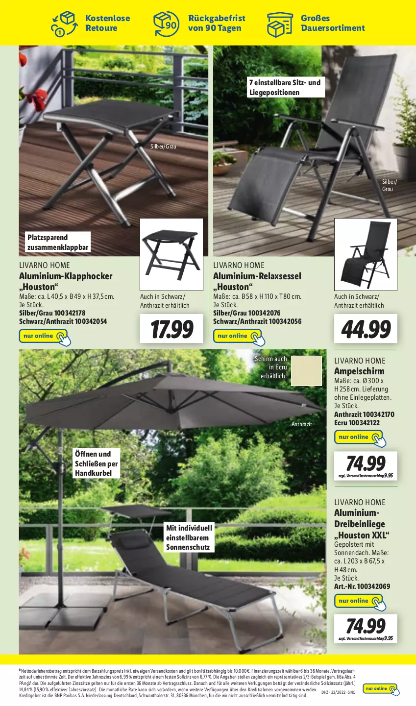 Aktueller Prospekt Lidl - Aktionsprospekt - von 30.05 bis 04.06.2022 - strona 57 - produkty: ampelschirm, auer, eis, elle, erde, hocker, latte, Liege, ndk, reis, rel, relaxsessel, sessel, sonnenschutz, Ti