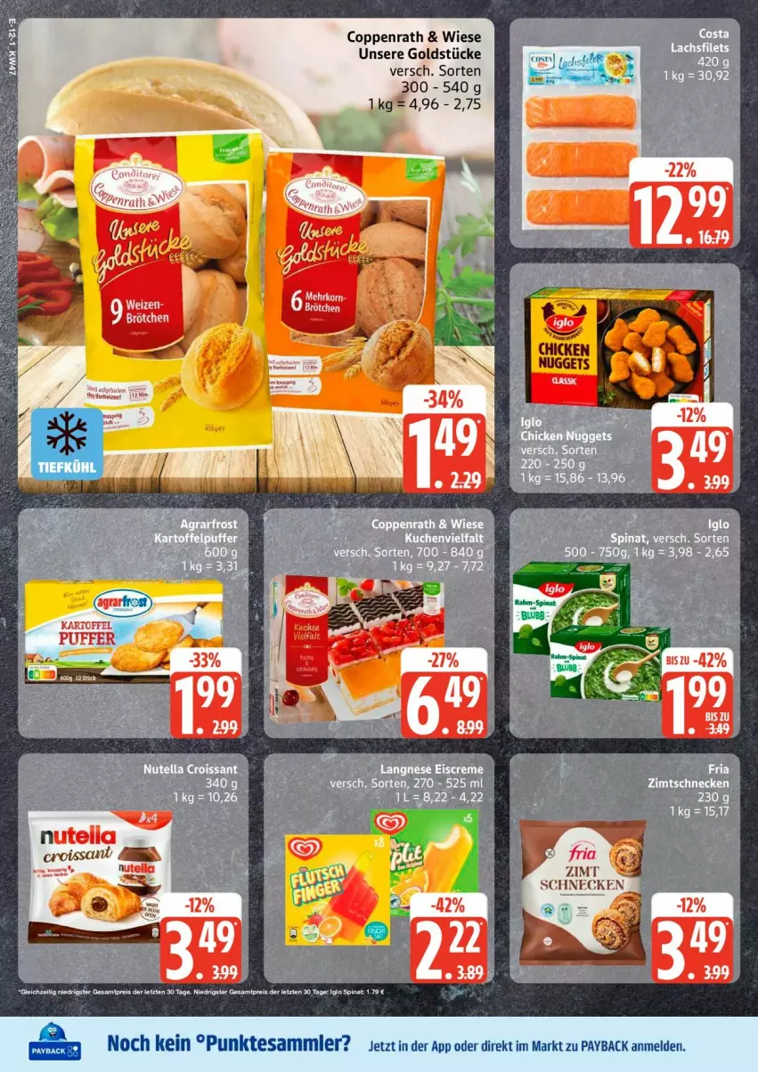 Aktueller Prospekt Edeka - Prospekte - von 17.11 bis 22.11.2025 - strona 16 - produkty: ACC, coppenrath, eis, Goldstücke, iglo, kartoffel, payback, reis, spinat, tesa, Ti, ZTE