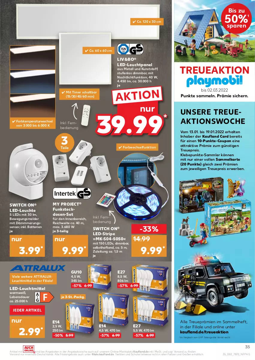 Aktueller Prospekt Kaufland - von 13.01 bis 19.01.2022 - strona 35 - produkty: angebot, angebote, auer, batterie, batterien, coupon, eis, fernbedienung, LED-Leuchte, leds, Leuchte, leuchtmittel, Nachtlicht, reis, rwe, Schal, schuhe, steckdose, Ti, timer