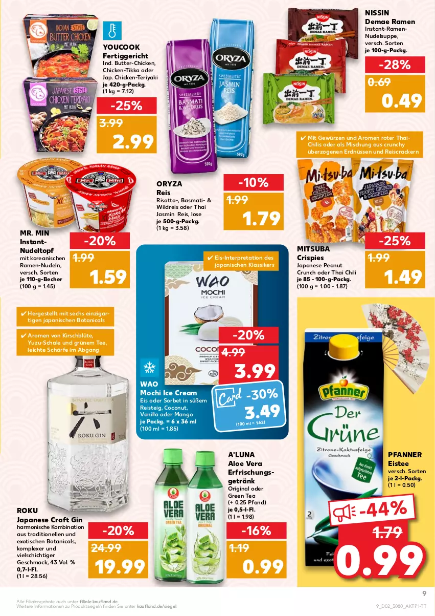 Aktueller Prospekt Kaufland - von 13.01 bis 19.01.2022 - strona 9 - produkty: aloe vera, angebot, angebote, basmati, Becher, Blüte, butter, chili, coconut, cracker, eis, eistee, elle, erdnüsse, erdnüssen, erfrischungsgetränk, fertiggericht, getränk, gewürz, gin, green tea, kirsch, mac, mango, Mochi, Nissin, nudel, nudeln, oryza, pfanne, Pfanner, reis, risotto, Schal, Schale, Sorbet, suppe, tee, Ti, tisch, topf, Wild, Yo, YouCook