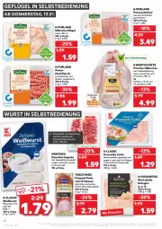 Gazetka promocyjna Kaufland - Gazetka - ważna od 19.01 do 19.01.2022 - strona 18 - produkty: angebot, auer, Bau, braten, brustfilet, dell, eis, filet, fleisch, Geflügel, gewürz, gin, hackfleisch, hähnchenflügel, hinterschinken, krakauer, küche, Küchen, mac, mit pistazien, montorsi, mortadella, natur, pistazien, prosciutto, prosciutto cotto, purland, pute, Putenhackfleisch, putenschnitzel, rezept, salz, schinken, schnitten, schnitzel, schwein, schweine, schweine-bauch, Speck, Spezi, Ti, wein, weine, Weißwurst, wurst, wurst in selbstbedienung, ZTE