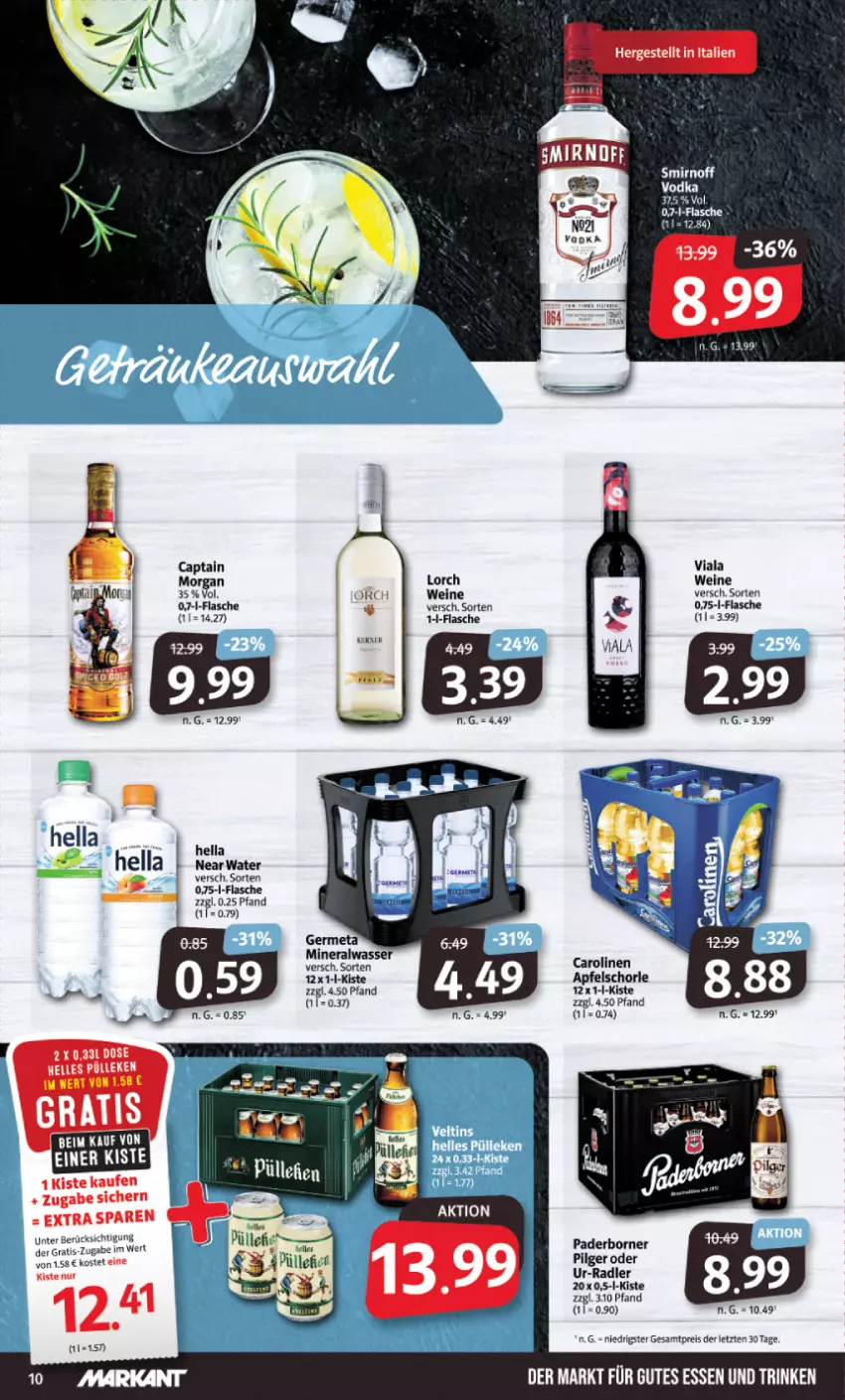 Aktueller Prospekt Markant - Prospekte - von 26.02 bis 02.03.2024 - strona 10 - produkty: Alwa, apfel, Apfelschorle, Cap, captain morgan, eis, flasche, gutes essen, hella, LG, mineralwasser, radler, reis, schorle, Ti, wasser, wein, weine, ZTE