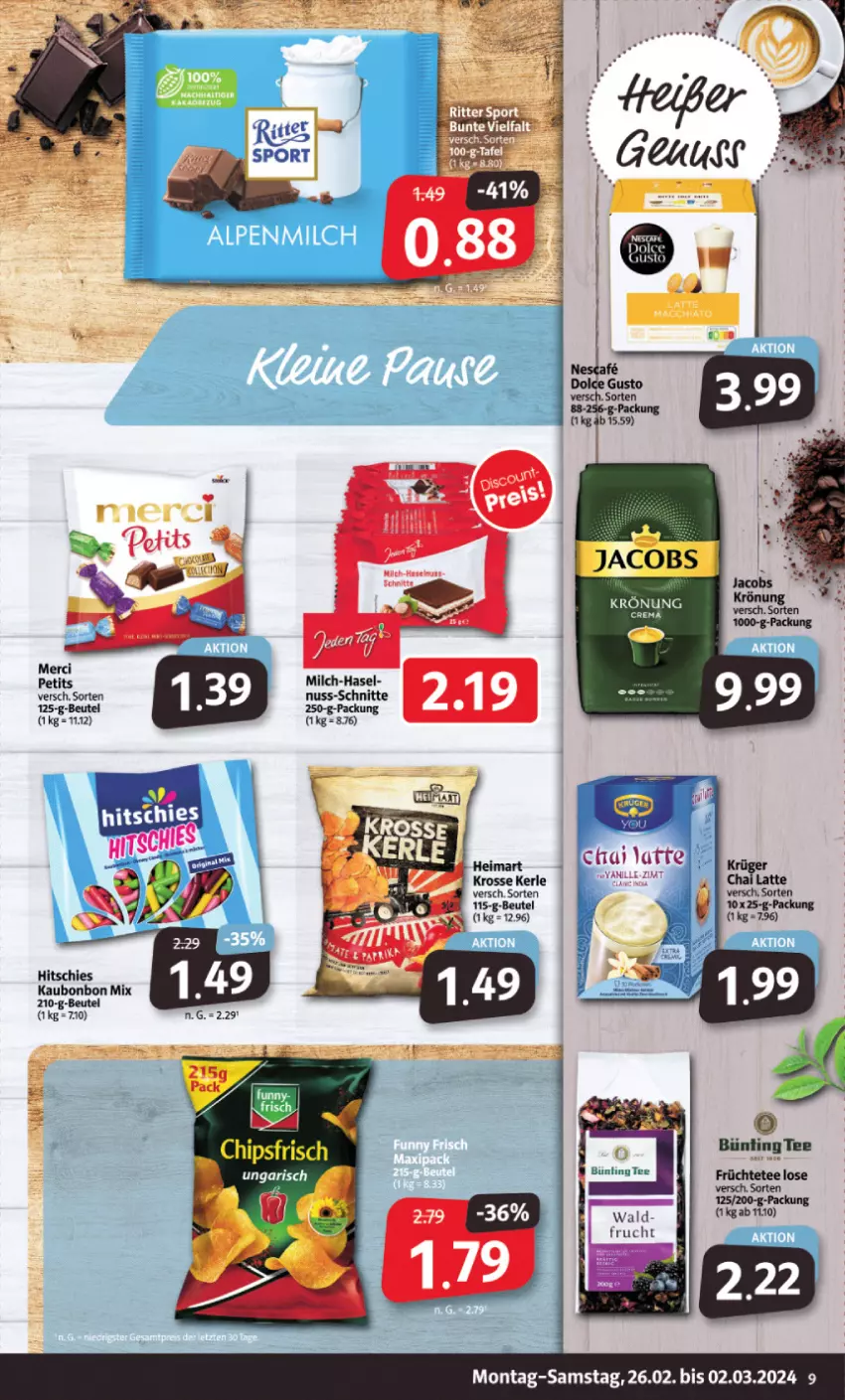 Aktueller Prospekt Markant - Prospekte - von 26.02 bis 02.03.2024 - strona 9 - produkty: beutel, chips, chipsfrisch, eis, merci, milch, nuss, Sport, Ti