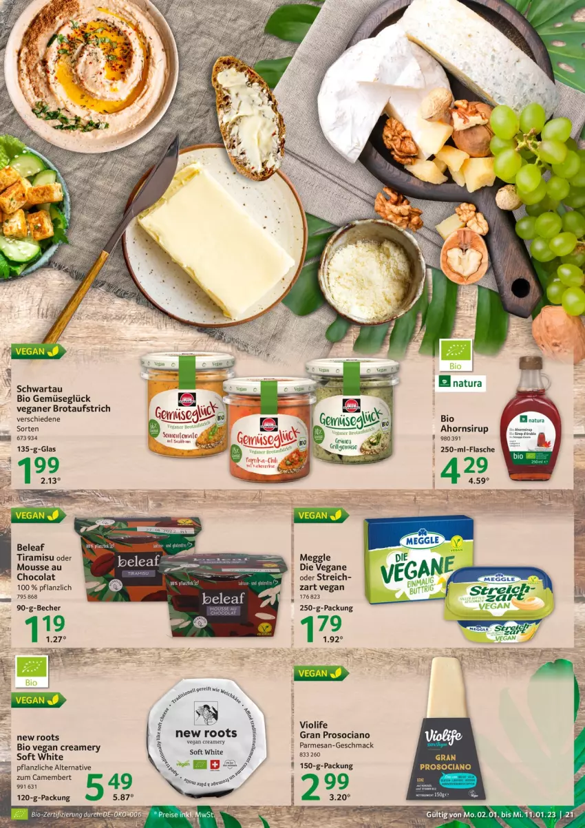 Aktueller Prospekt Selgros - Food - von 02.01 bis 11.01.2023 - strona 21 - produkty: aufstrich, bio, brot, brotaufstrich, camembert, cola, mac, meggle, mousse, natur, natura, Schwartau, sirup, Ti, tiramisu