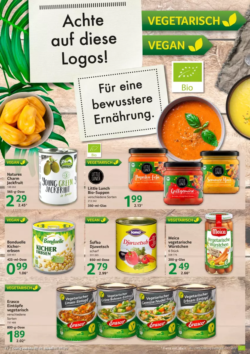 Aktueller Prospekt Selgros - Food - von 02.01 bis 11.01.2023 - strona 22 - produkty: bonduelle, eintöpfe, elle, erasco, erbsen, meica, Vegeta, würstchen