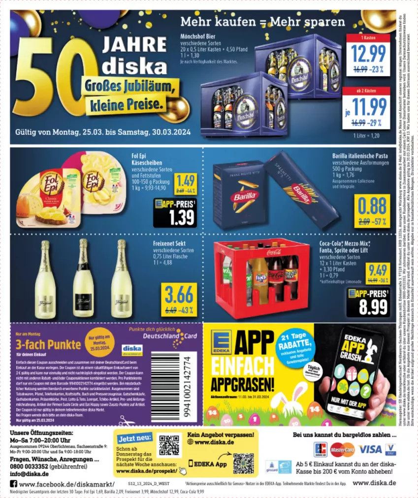 Aktueller Prospekt Diska - von 25.03 bis 30.03.2024 - strona 12 - produkty: Abtei, aktionspreis, angebot, angebote, Astra, barilla, bier, coca-cola, cola, coupon, deka, eis, ente, erde, fanta, flasche, freixenet, italienische pasta, limo, limonade, mönchshof, nuss, pasta, reis, ring, Roller, sac, sprite, tee, Ti, Tiere, uhr, usb, ZTE