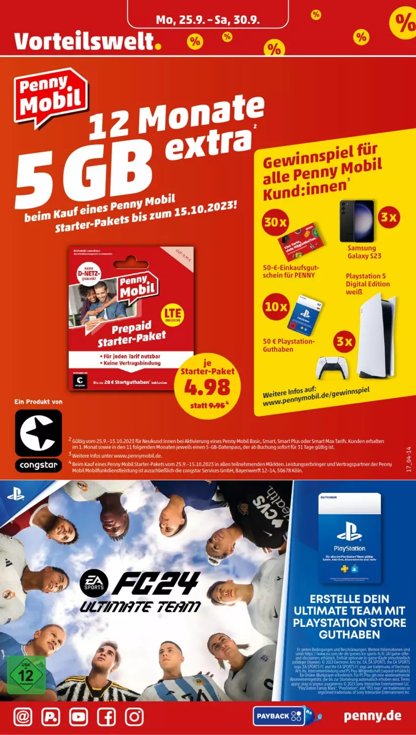 Aktueller Prospekt Penny - Prospekte - von 25.09 bis 30.09.2023 - strona 17 - produkty: gewinnspiel, lays, payback, PlayStation, Ti